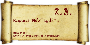 Kapusi Mátyás névjegykártya
